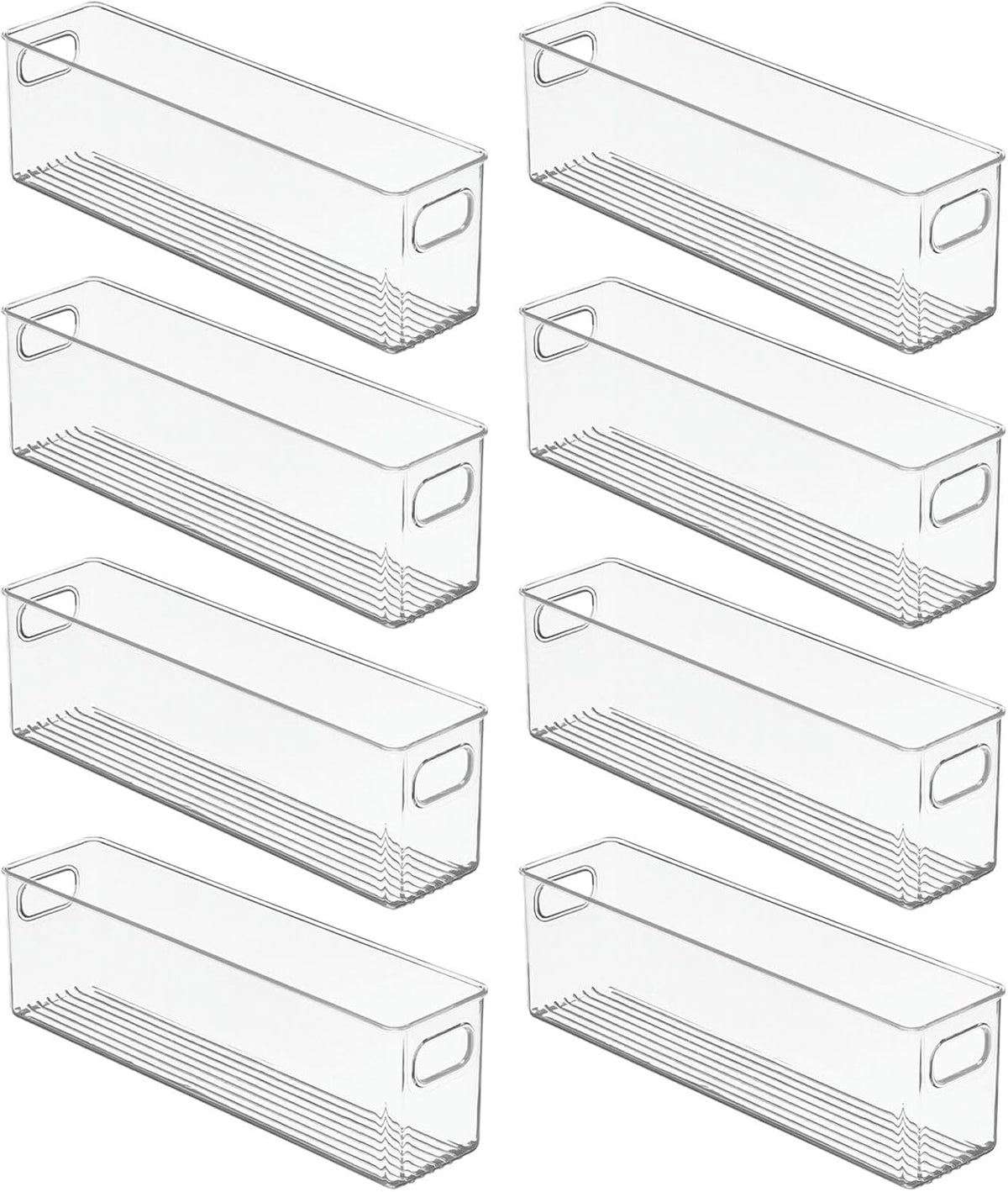 mDesign Plastic Kitchen Organizer - Storage Holder Bin with Handles for Pantry, Cupboard, Cabinet, Fridge/Freezer, Shelves, and Counter - Holds Canned Food, Snacks, Drinks, and Sauces - 8 Pack - Clear