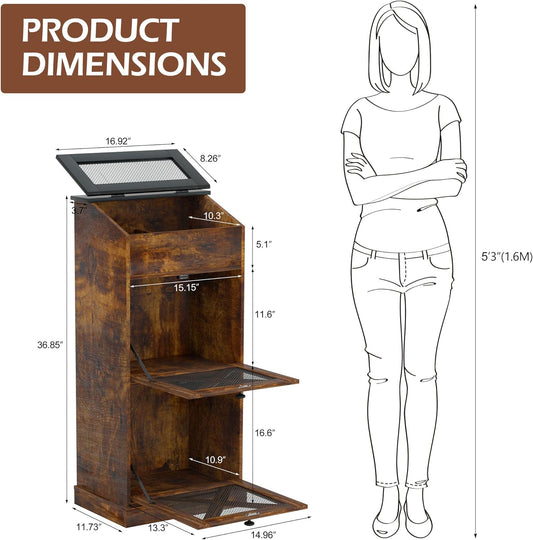 Wooden Potato and Onion Storage Bin w/Lid, Large Capacity and Ventilated Design, Ideal for Pantry, Kitchen Brown