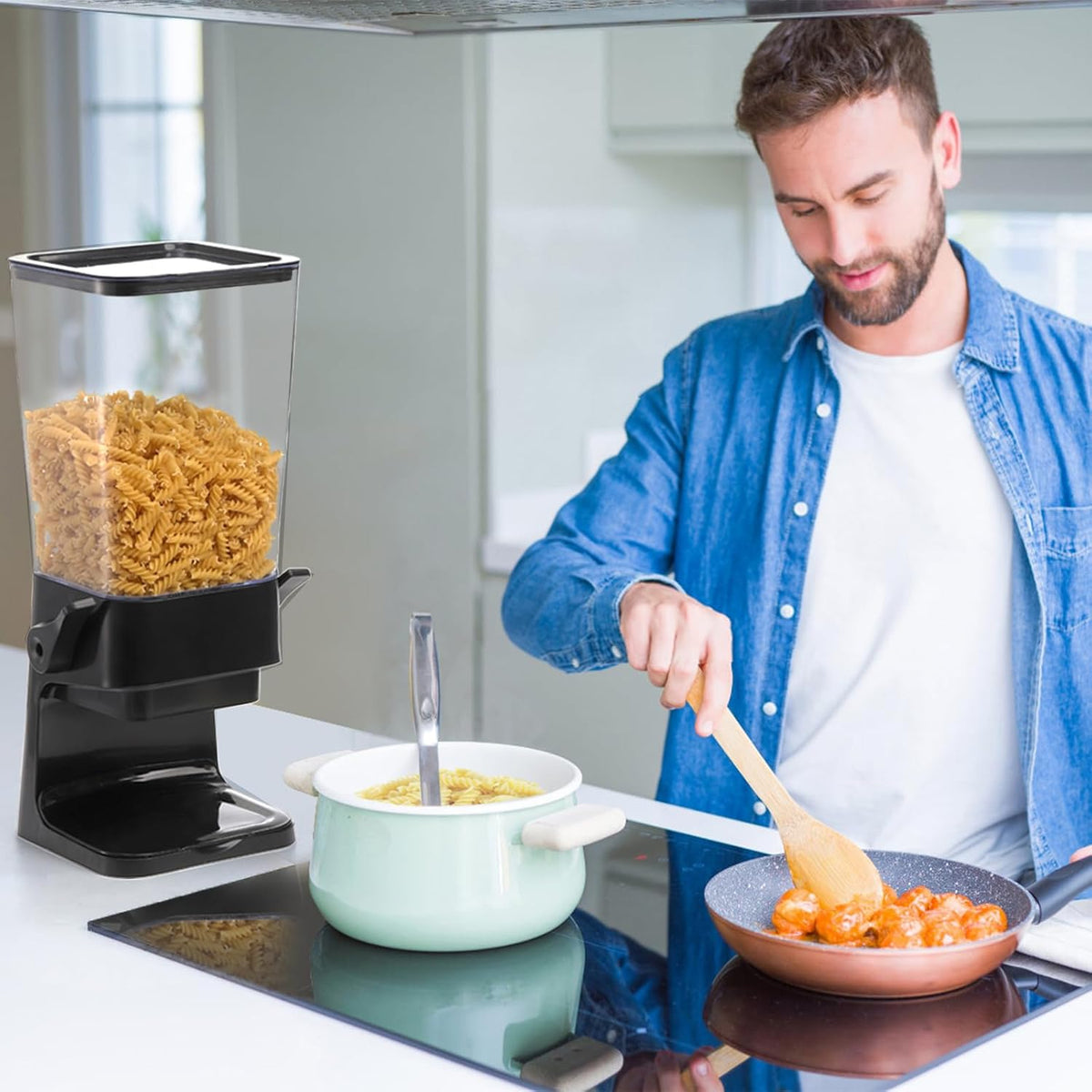 Frcctre 2 Pack 5.5 Qt Cereal Dispenser Countertop, Large Capacity Cereal Storage Containers Dispenser Dry Food Dispenser for Grain, Nuts, Candy, Snack, Rice, Oatmeal, Pet Food