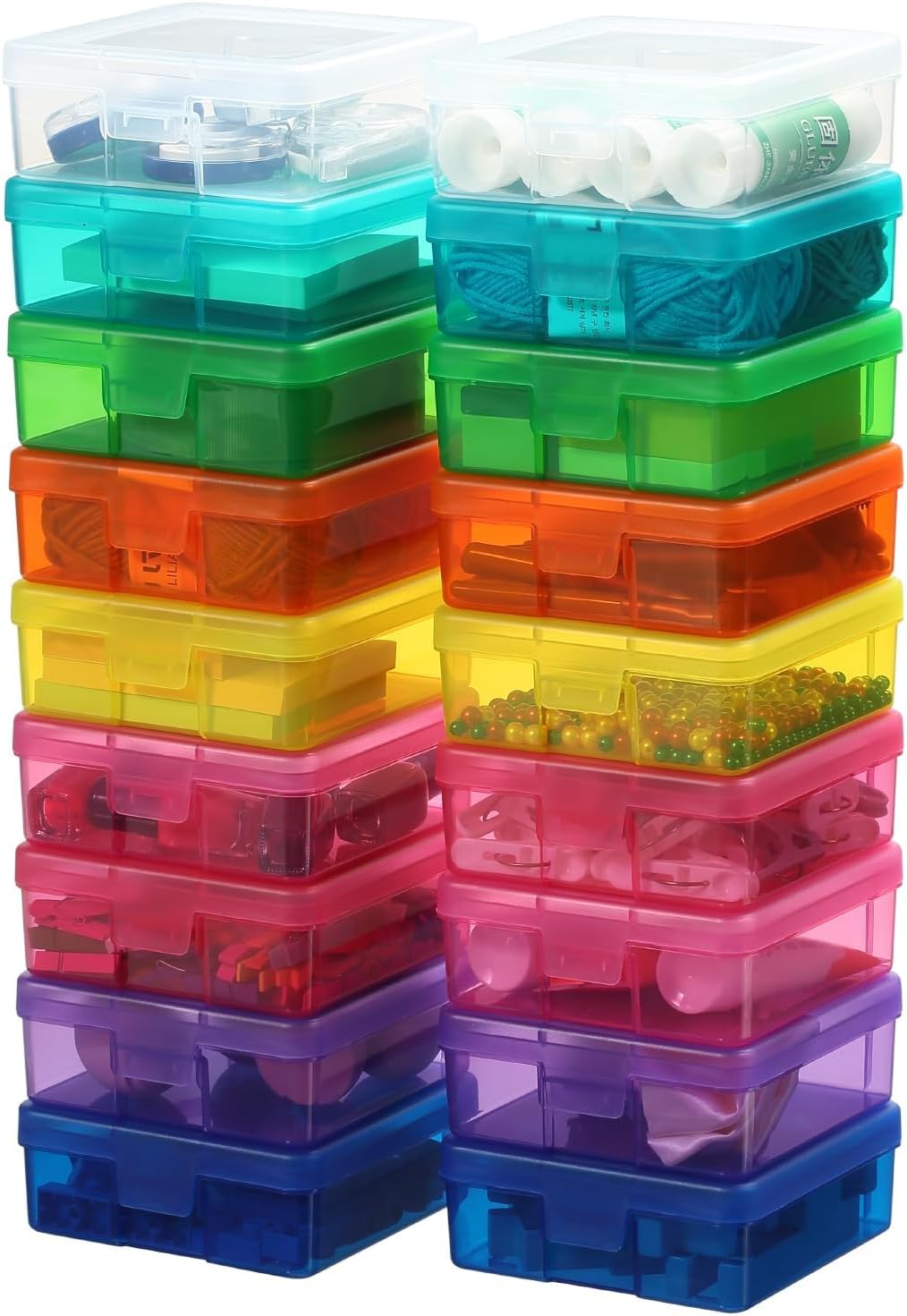 novelinks Plastic Clear Storage Containers for Organizing, Craft Storage Organizers and Stackable Storage Bins with Lids for Pencil Box, Bead, Cookie Cutter, Board Game (Small)