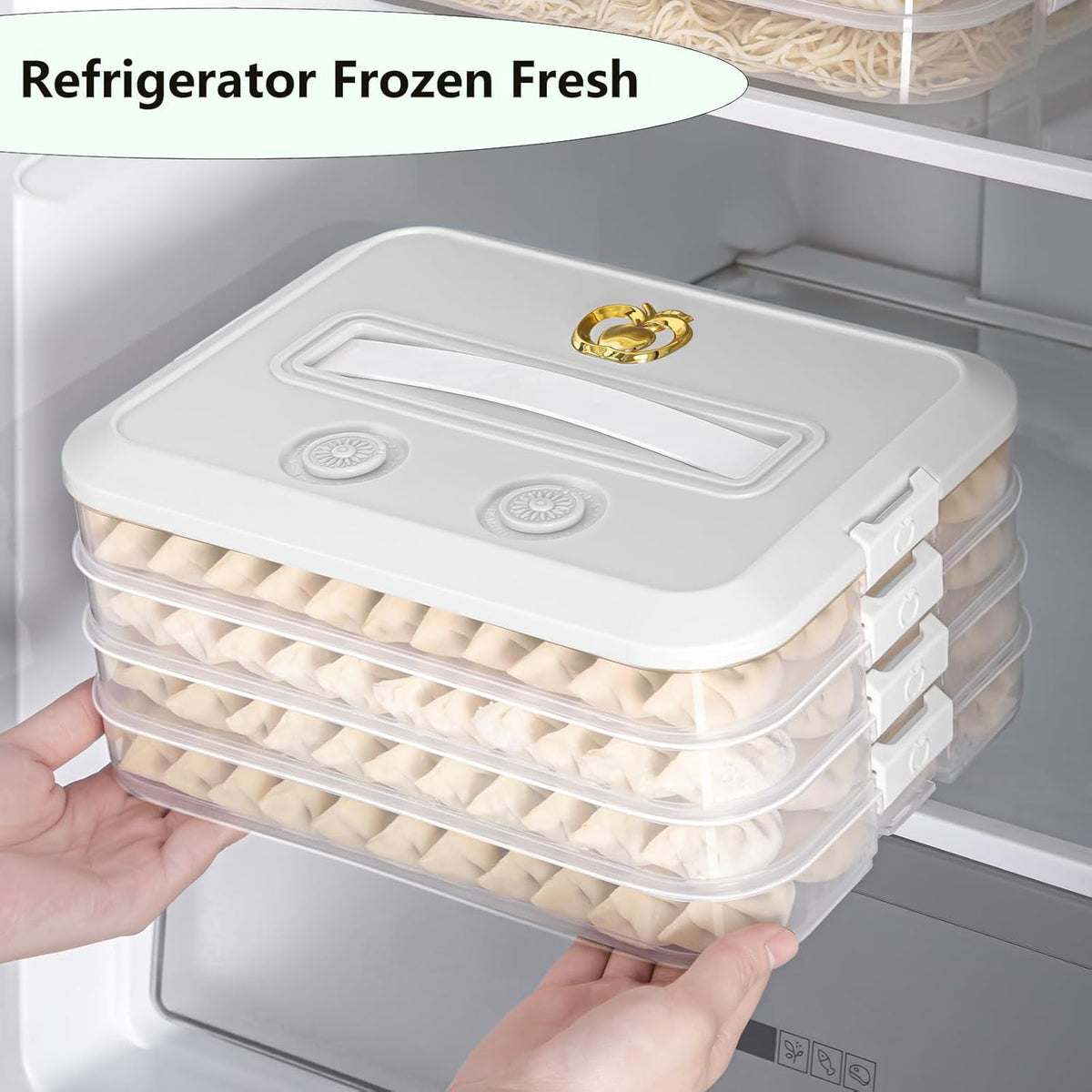 4-Layer Food Storage Containers with Lids,Cookie Storage Containers Airtight,Stackable Snack Container Cookie Carrier,Dumpling Storage Box,Time Recoder