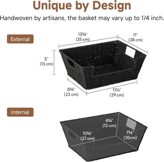 StorageWorks Wicker Basket for Pantry Organizers and Storage, Stackable Water Hyacinth Storage Baskets for Pantry Shelves, 2-Pack