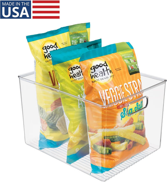 Linus Multi-Purpose Storage Bin with Handles for Kitchen, Pantry, Cabinet, Nursery, Crafts - 12" x 10" x 8", Clear
