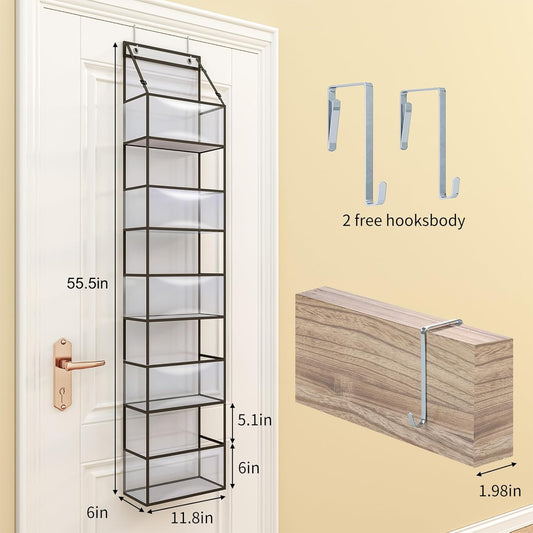 Fixwal 5-Shelf Over The Door Hanging Pantry Organizer, Room Organizer with Clear Plastic Pockets, 25lb Ultra Sturdy & Large Capacity for Closet, Bedroom, Nursery, Bathroom and Sundries