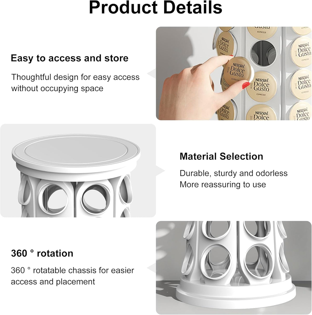 CEHNCEH K Cup Holder, Coffee Pods Holder Storage Organizer Stand Carousel Compatible with 40 Keurig K-Cup Pods, Home or Office Kitchen Counter (Black)