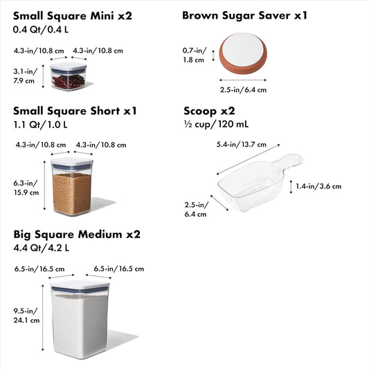 OXO Good Grips 8-Piece Prelabeled Baking POP Container Set