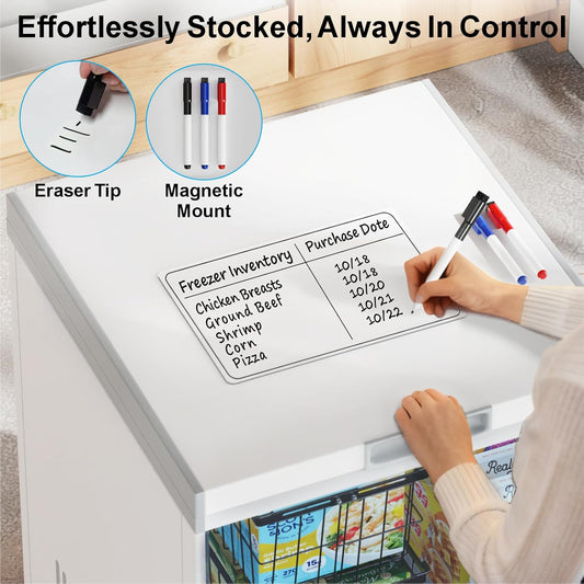 Freezer Organizer Bins - Adjustable Width & Extra Depth | For 5-7 Cu Ft Chest Freezers, Stackable Large Freezer Organizer Bins, Easy Food Access & Organization, No Wasted Space, Black