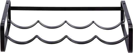 Tabletop Stackable 4-Bottle Metal Wine Rack, Wine Storage, Space Saving, No Assembly Required, 3.74"D x 15.75"W x 7.87"H, Black