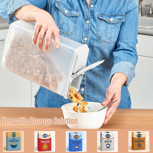 All Purpose Kitchen Organization Bag in Storage Container for Cereal, Flour, Sugar, Rice, 4 QT, White Lid