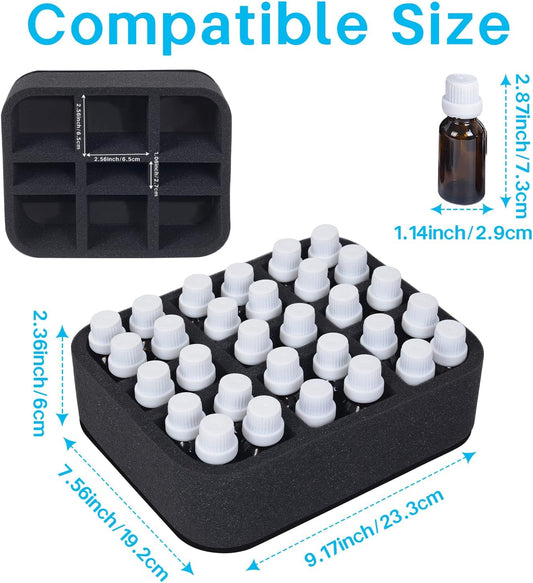 Essential oils Organizer Holder Foam Pad with Slots, Holds 40 bottles of 10ml、15ml Bottles, Removable Dividers,Black
