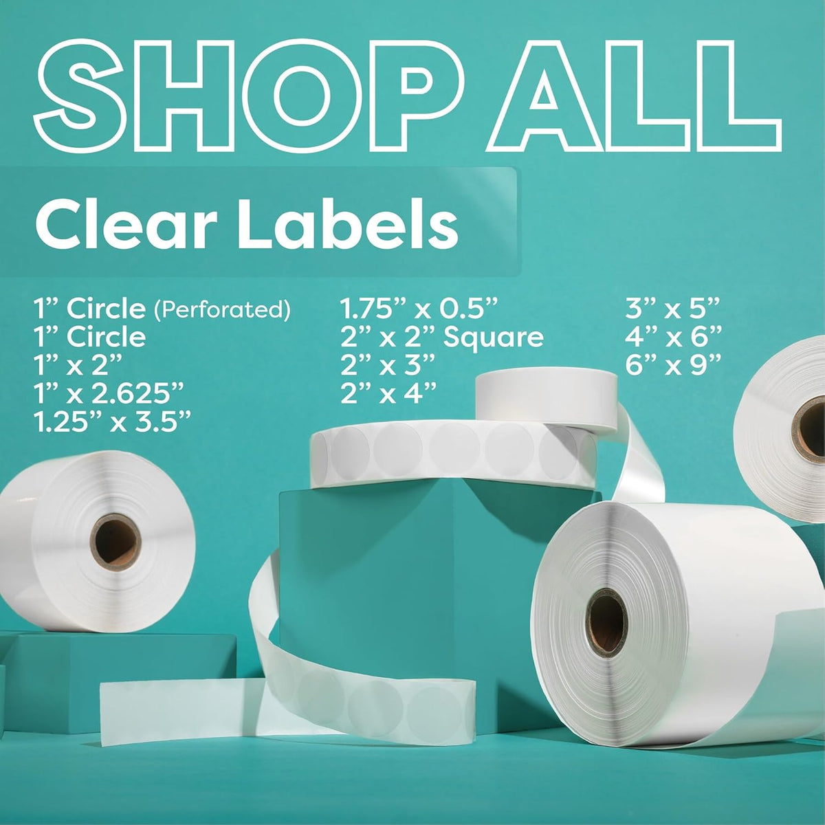 1.25" X 3.5" Clear Label Covers (1 Roll, 500 Labels) | Transparent Protective Stickers - NOT Printer Compatible - For Envelope Seals, Protects Barcodes and Addresses