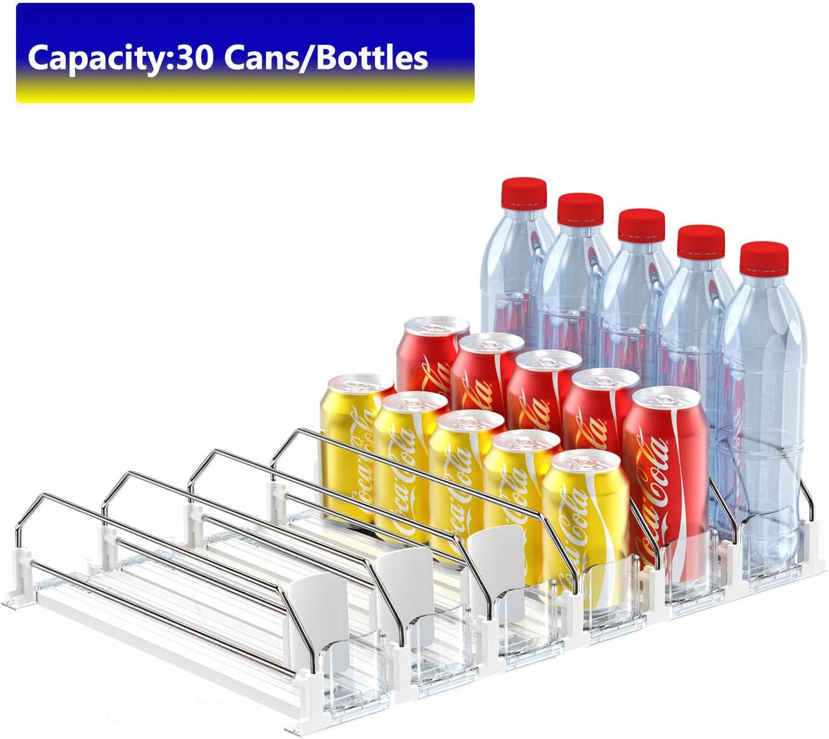Drink Organizer for Fridge - Storage 30 Cans | Self-pushing automatic drink dispenser for refrigerator|Space-saving storage|Perfect for fridge organizers and storage