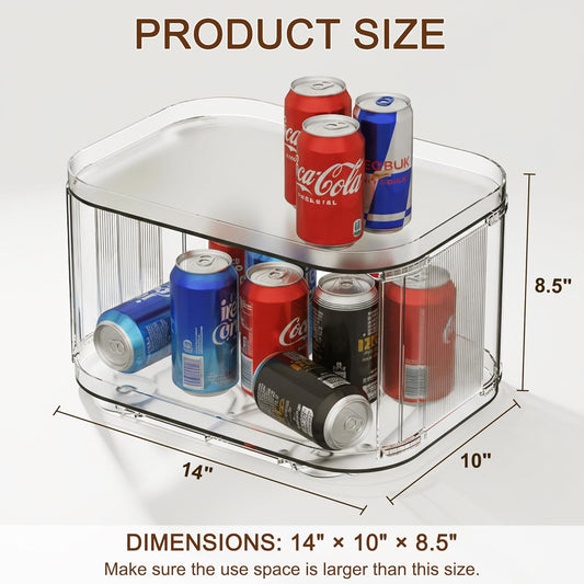 Lazy Susan Turntable for Refrigerator, Square Turntable Organizer for Fridge Cabinet, Pantry, Countertop (15.3" x 11.1" Rectangle - Clear)