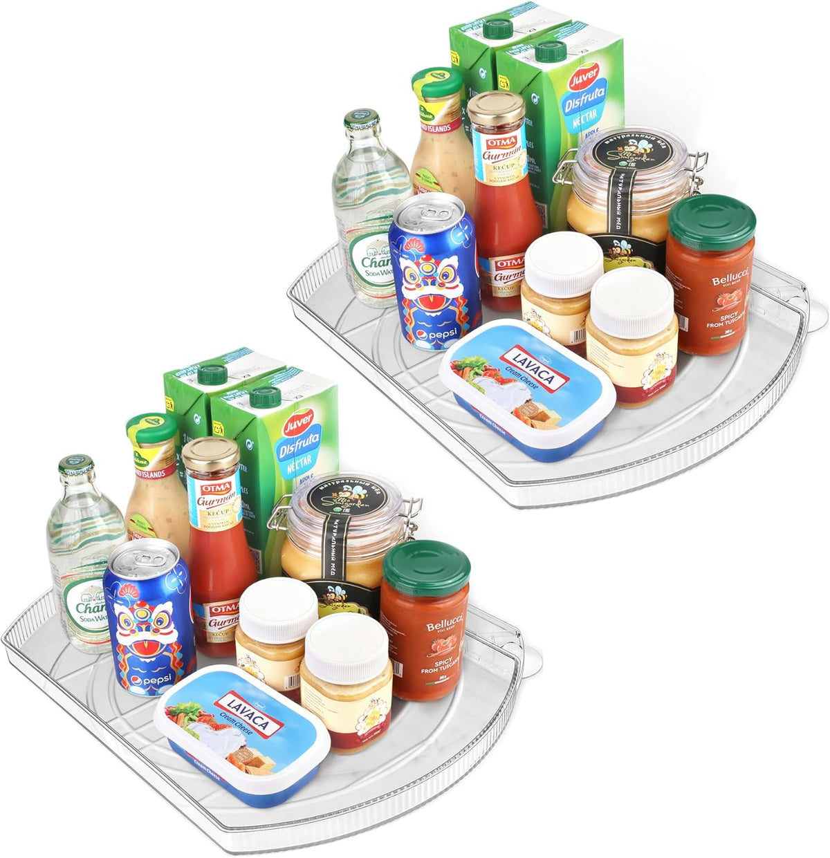 Lazy Susan Turntable for Refrigerator, Square Turntable Organizer for Fridge Cabinet, Pantry, Countertop (15.3" x 11.1" Rectangle - Clear)