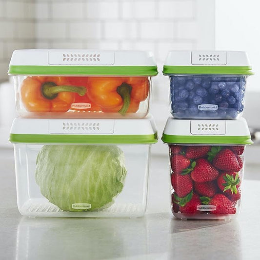FreshWorks Produce Saver, Medium and Large Storage Containers, With Lids, 8-Piece Set