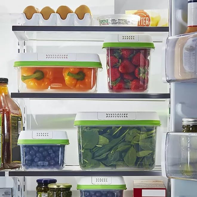FreshWorks Produce Saver, Medium and Large Storage Containers, With Lids, 8-Piece Set