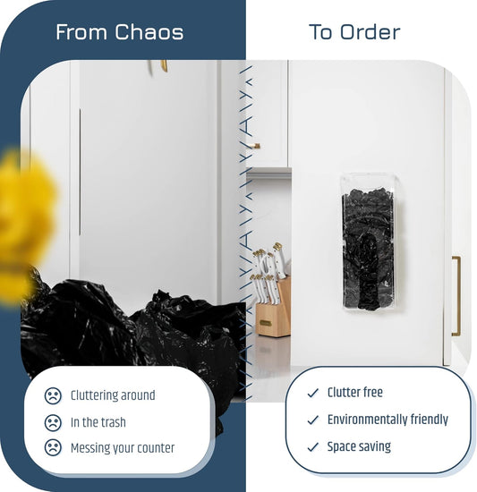 Plastic Bag Holder | UPGRADED Wall-Mount Grocery Bag Dispenser | Space-Saving Design | Easy Install | Smudge-Proof, Fingerprint-Resistant | Silver | Holds the Most Bags for Maximum Storage