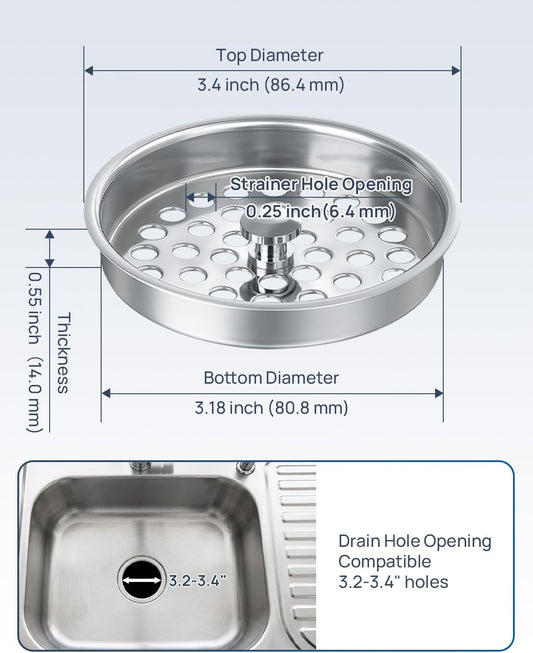 Commercial-Grade Garbage Disposal Basket Strainer Cover, Large Drain Holes