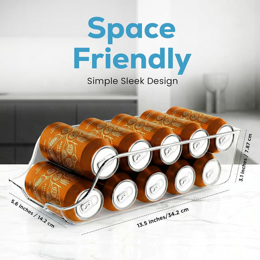Soda Can Organizer for Refrigerator & Pantry, 4 Pack, Clear