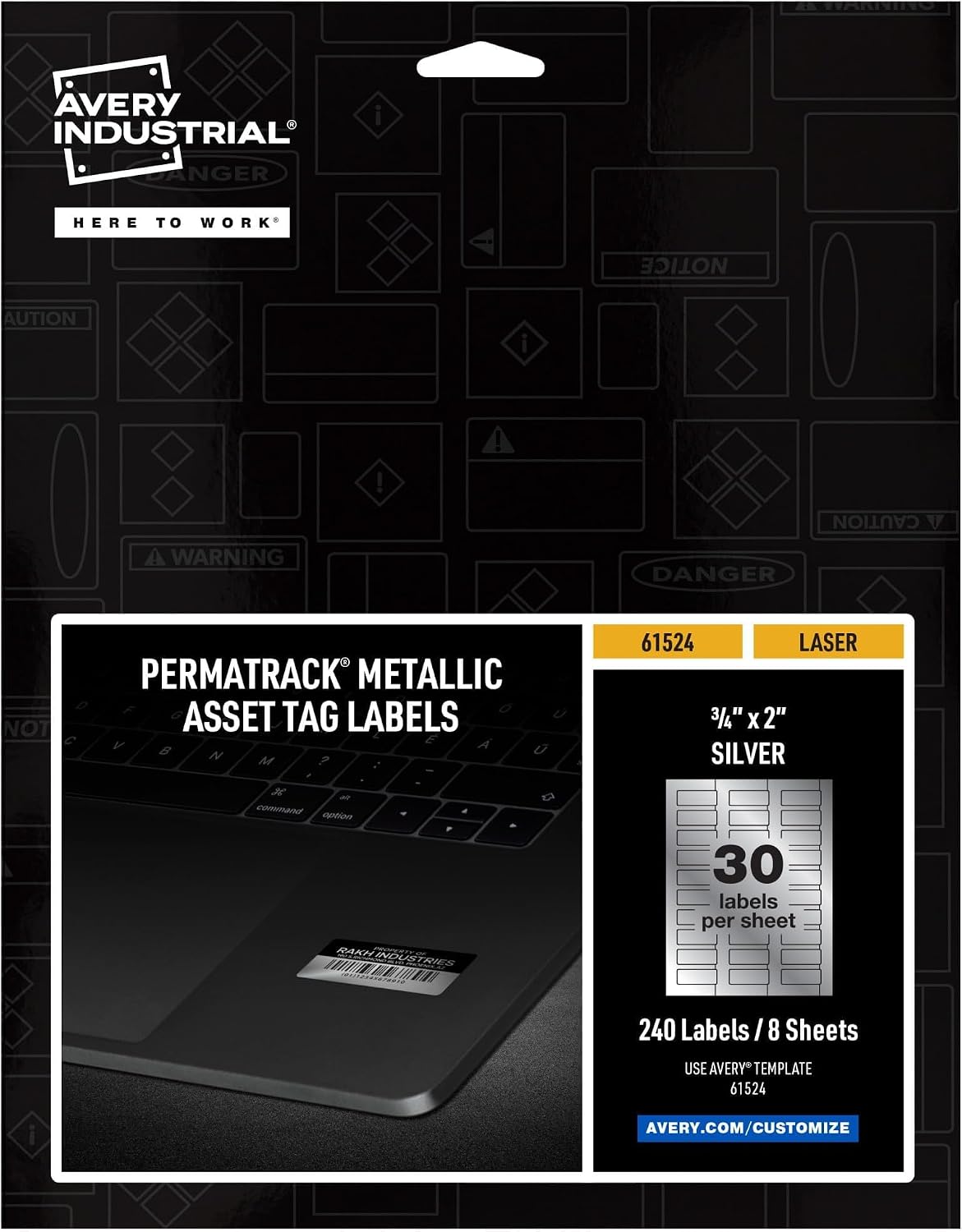 Metallic Asset Tag Labels, 3/4 x 2, Laser Printable Tags, 240 Waterproof Labels (61524)