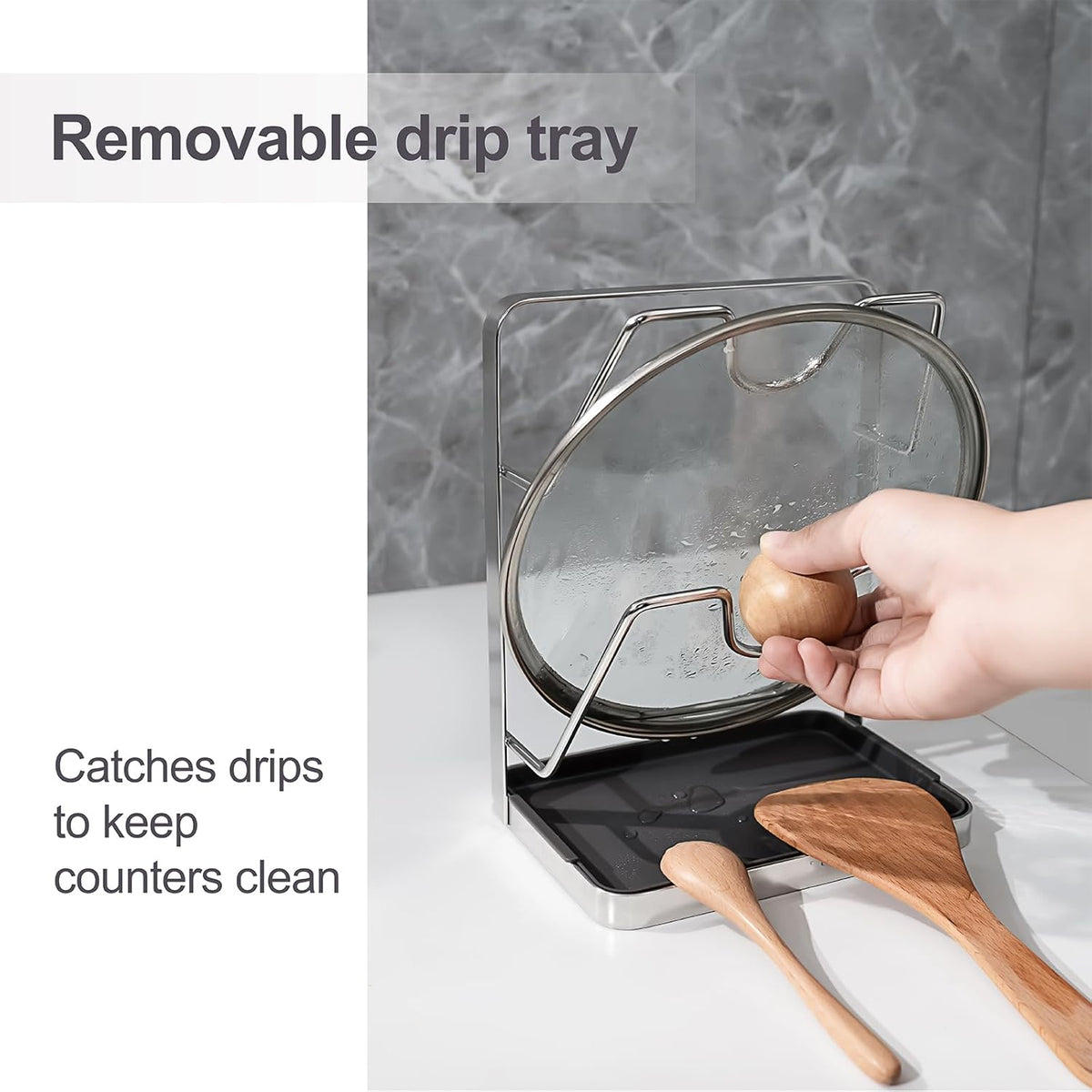 304 Stainless Steel Pot Lid Holder While Cooking, Kitchen Pot Lid Storage Rack for stove top, Multifunctional Kitchen Pot Lid Organizer for Countertop(Silver)
