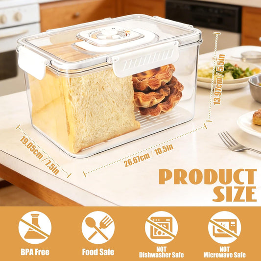 Bread Box with Lid and Handle,Airtight Bread Storage Container With Time Recording,Portable bread storage container for Camping, Hiking & Outdoor Travel