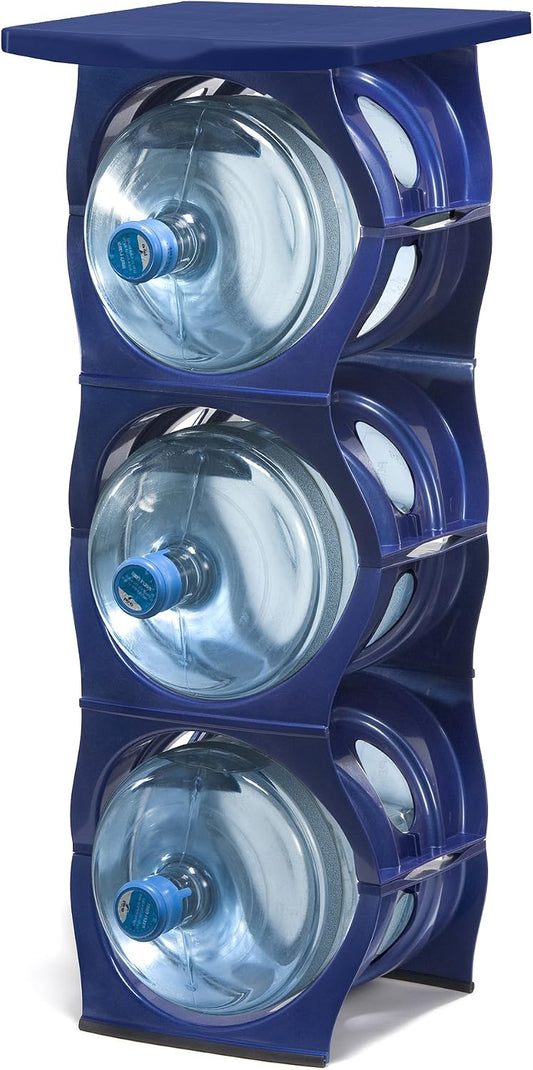Bariboo Stackable Water Bottle Storage Rack Best Water Jugs 5 Gallon Organizer. Jug Holder for Kitchen, Cabinet and Office Organizing. Reinforced Polypropylene (Silver, 4 No Shelf)