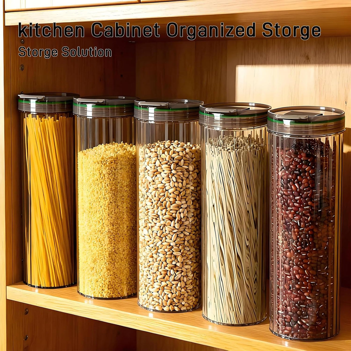 11-Inch Tall Airtight Spaghetti Container - Clear Pasta Holder Organizer for Kitchen Pantry, Fits Full-Length Noodles, Coffee Beans, Rice, Dry Foods (48oz, 2 Pcs)