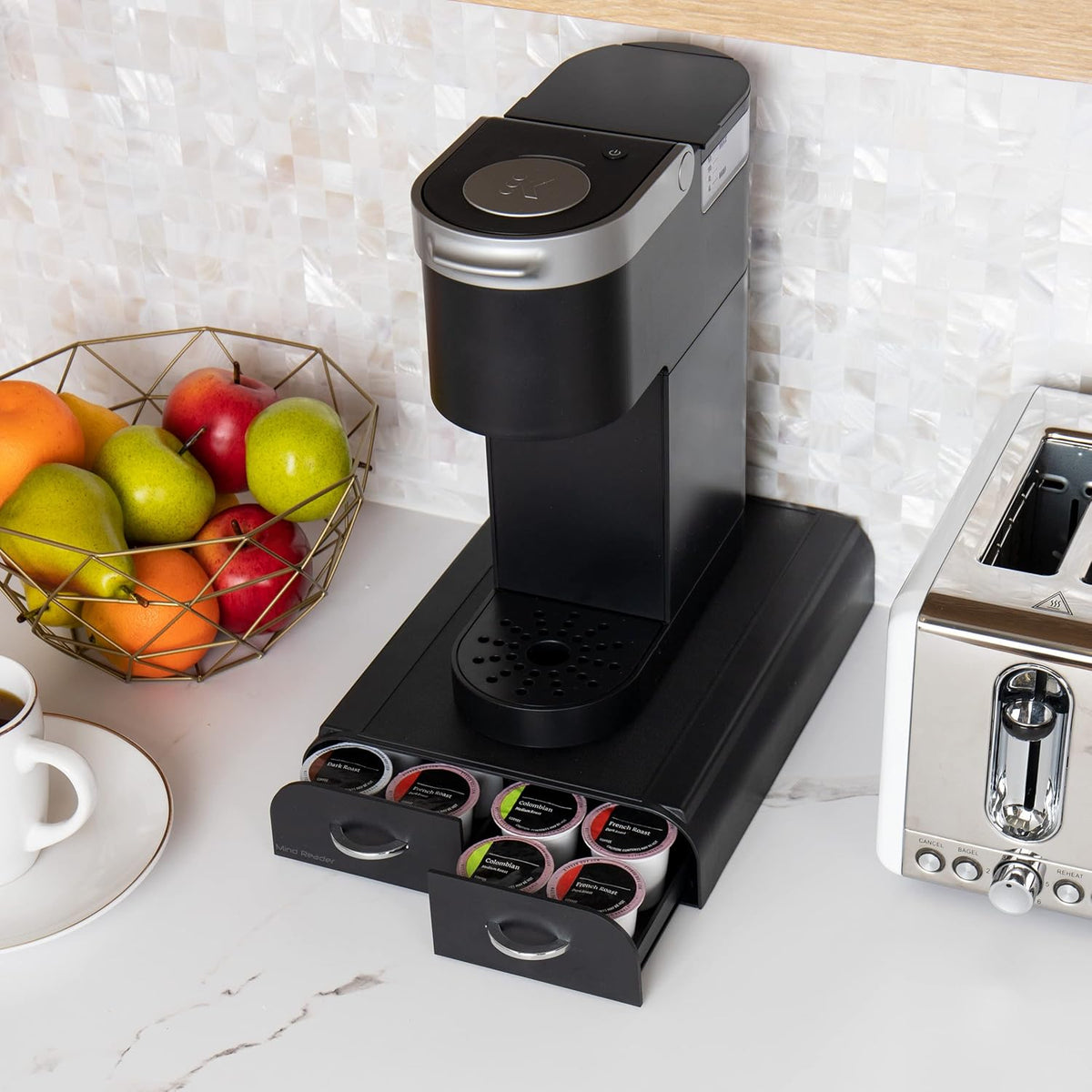 Mind Reader Single Serve Coffee Pod Organizer, 12-14 Coffee Pod Capacity, Black