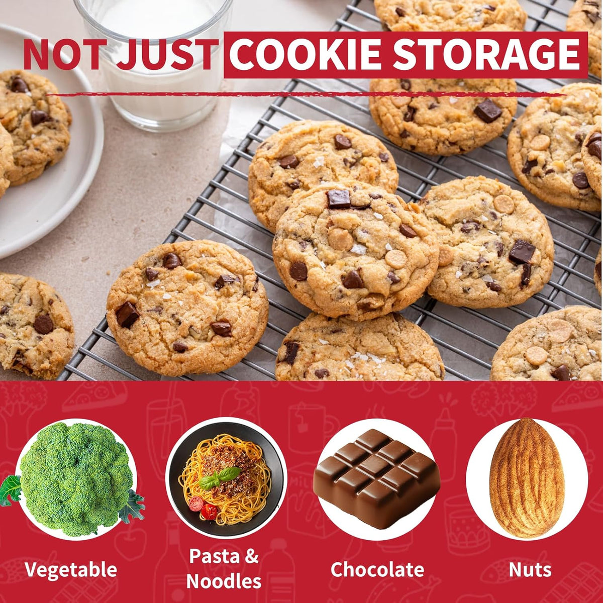 Stackable Cookie Storage Containers, 4-Layer with Lids and Handle, Stackable food Storage Containers, Containers for Cookies, BPA-Free Cookie Carrier for Cookies, Desserts, Dumplings & Snacks