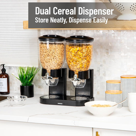 Mind Reader Double Dry Food Dispenser, 2 x 3.5L Countertop Containers for Cereal, Granola, Candy, Rice, and Coffee Beans