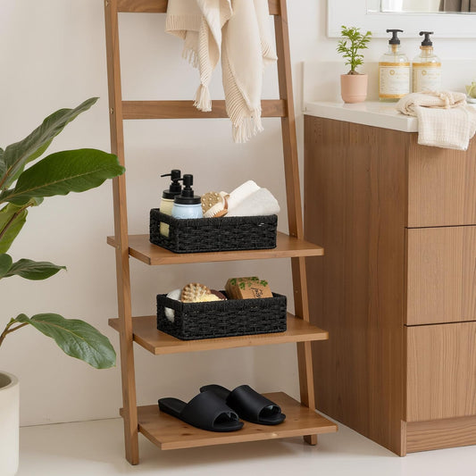 StorageWorks Wicker Basket, Baskets for Organizing, Storage Basket with Built-in Handles, Water Hyacinth Shelves (Medium 2-Pack, Natural Hyacinth)