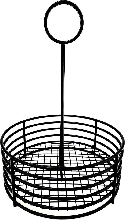 G.E.T. 4-31860 Black Round Stainless Steel Condiment Caddy Iron Teflon Coated Table Caddies Collection