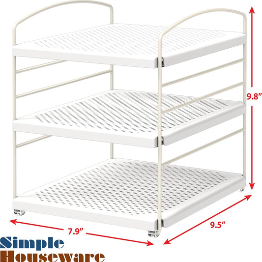 Simple Houseware Kitchen Wrap Organizer Storage Height Adjustable Rack, White