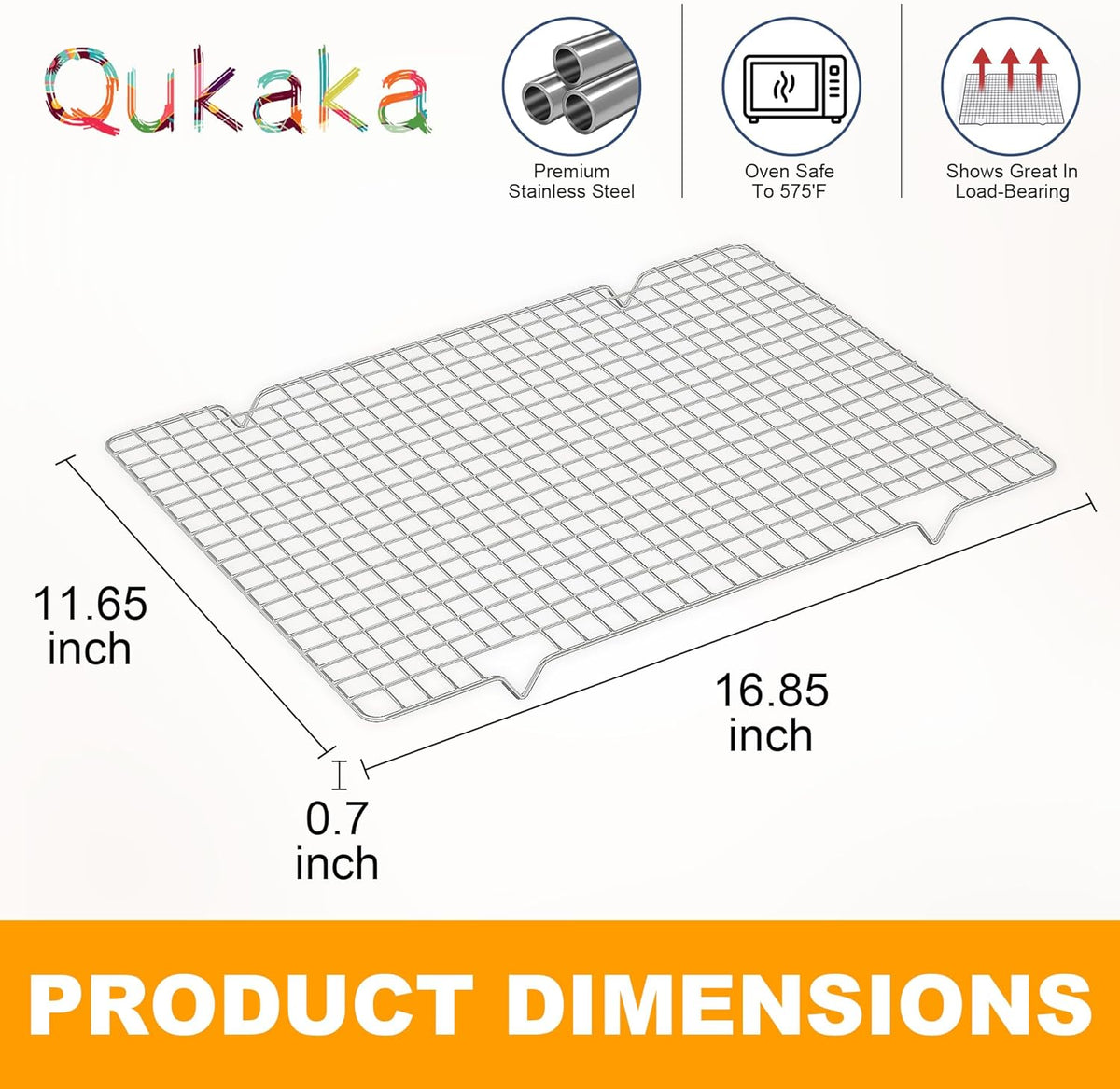 2PCS Cooling Racks for Cooking and Baking - 10" x 15"Heavy Duty Stainless Steel Wire Rack for Baking, Grilling, Roasting - Oven & Dishwasher Safe - Fits Jelly Roll Sheet Pan-Silver