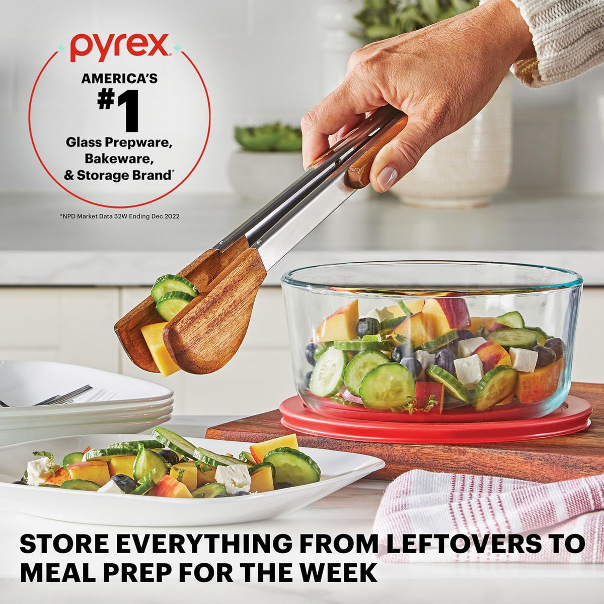 Pyrex Simply Store Mixed Sized Glass Food Storage Set, Round & Rectangular Containers With Plastic Lids, BPA-Free, Dishwasher & Microwave Safe