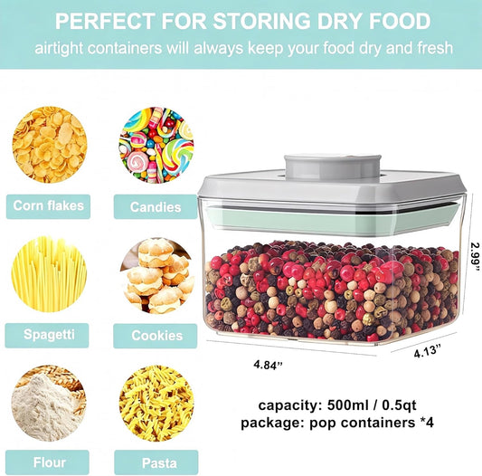 Airtight Food Storage Container Pop Containers With Lids, Bpa Free for Spaghetti Cereal Flour Rice Kitchen Organizer (rectangle 2050ml / 2.05qt)