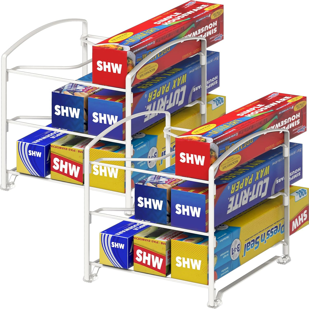 Simple Houseware Kitchen Wrap Organizer Rack, White