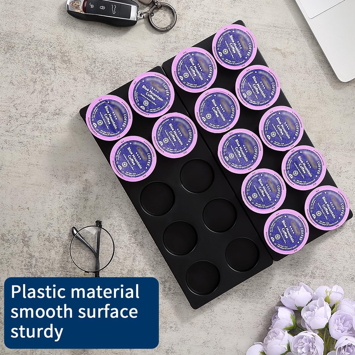 Berglander Coffee Pod Holder Drawer 20 K Cup, Coffee Capsule Organizer for Drawer, Plastic Coffee Pod Storage Organizer for Kitchen Drawer Holders for Nespresso for Kitchen