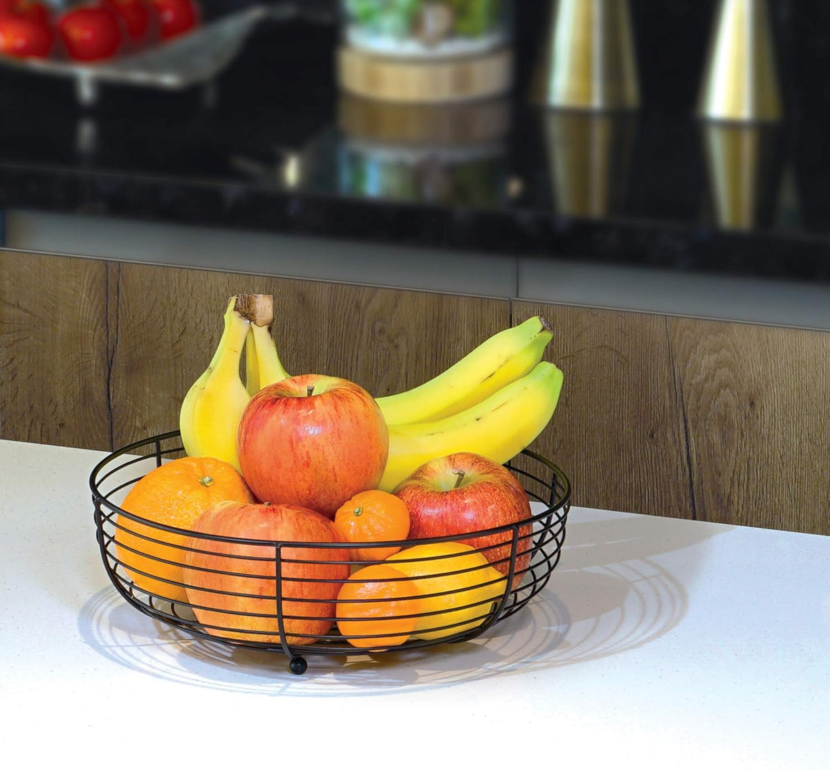 CAXXA Countertop Fruit Bowl, Wire Basket for Fruits, Breads, Vegetables,Snacks, Black