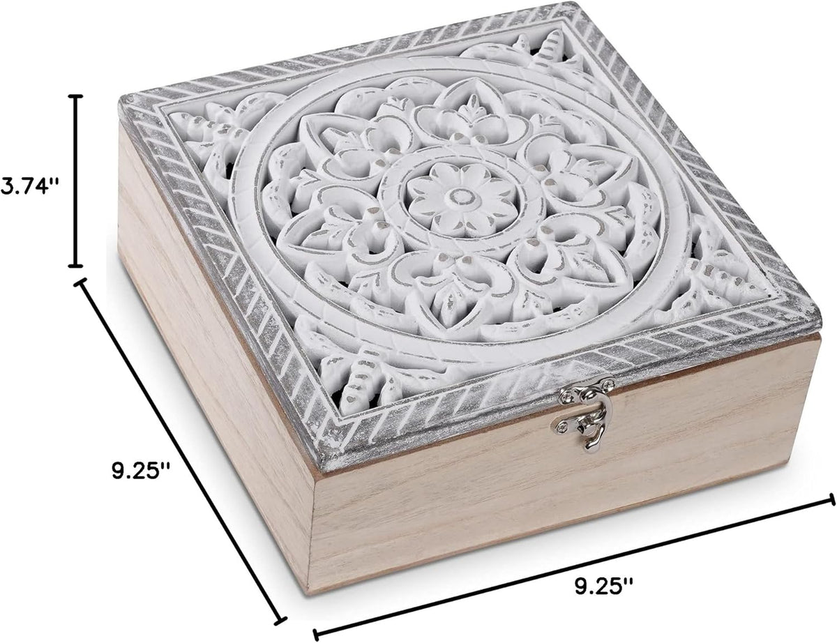 Tea Box Organizer,Wood Teas Bag Holder,Tea Organizers and Storage,Teas Organizer with Tree Pattern for Home Kitchen Office