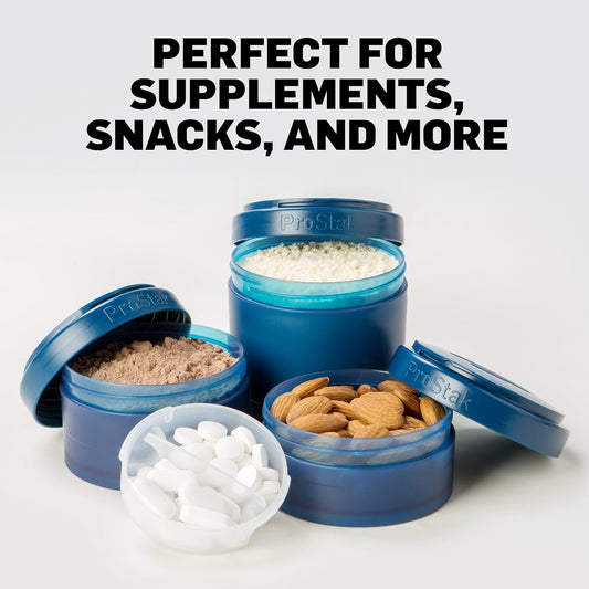 BlenderBottle ProStak Twist n' Lock Storage Jars Expansion 2-Pak with Pill Tray, All Black