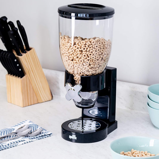 Honey-Can-Do Dry Food Dispenser, Single Control, Black/Chrome