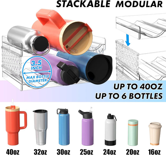 Simple Houseware 2-Tier Stackable Water Bottle Tumbler Storage Organizer, Clear