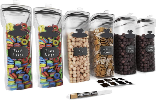 Cereal Containers Storage Set Large (6 Pack) Airtight Food Storage Containers for Kitchen & Pantry Organization, Cereal Storage Container Set for Crunchiness, 6 Pack