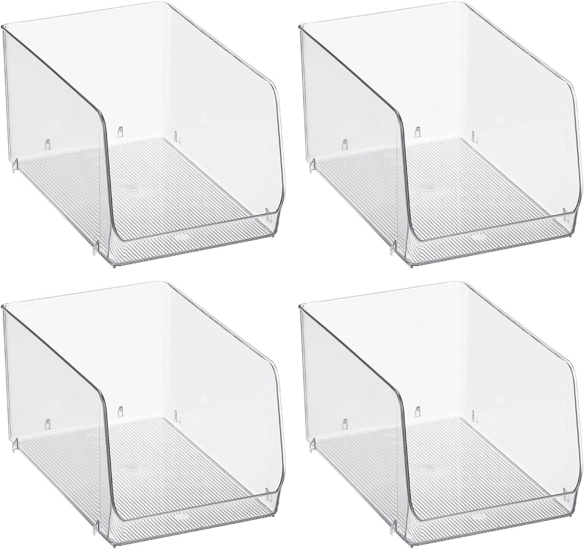 iDesign Clear Plastic Stackable Open Front Storage Bin, Easy Access Organizer for Pantry or Cabinet, 2-Pack