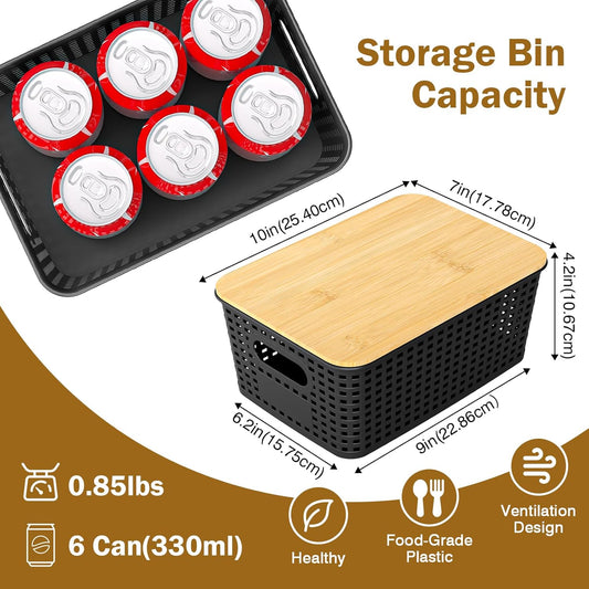 Stackable Storage Basket: Plastic Baskets Bins, Baskets for Organizing, Pantry Decorative Containers for Closets, Cabinets, Shelves(8 Pack, Grey)