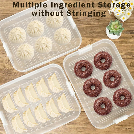 4-layer Food Storage Containers With Lids Airtight Cleaning brushes and cloths, Snacklebox Carrier to Keep Fresh, Plastic Storage Containers for Cupcake Cookie Pizza Dumpling Pie Sugar