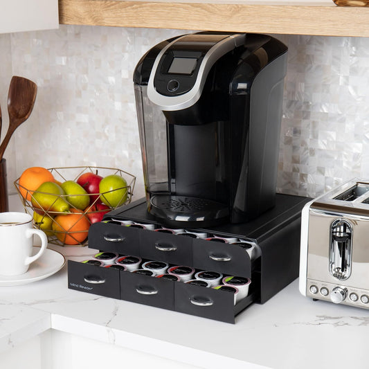 Mind Reader Single Serve Coffee Pod Organizer with 3 Drawers, 36 Pod Capacity, Countertop Coffee Storage for Single Serve Pods, Black