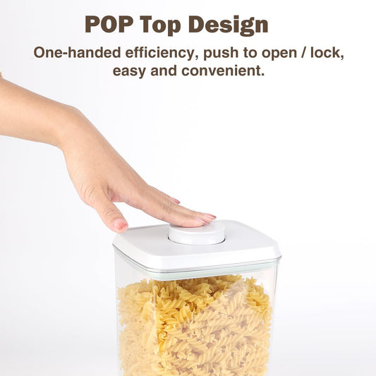 Pop Food Storage Containers Airtight Food Storage Containers Set with Lids Kitchen Pantry Organization and Storage, 3.4Qt, 2.8Qt, 2.1Qt, 1.2Qt